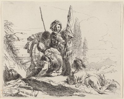 Üç Asker ve Bir Gençlik by Giovanni Battista Tiepolo