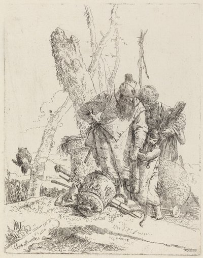 İki Sarıklı Sihirbaz ve Bir Çocuk by Giovanni Battista Tiepolo