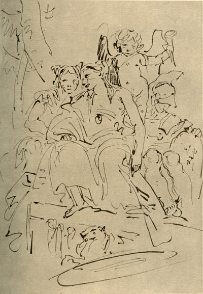 İki Kadın, Eros ve Bir Asker, 18. yüzyılın ortaları, 1928 by Giovanni Battista Tiepolo