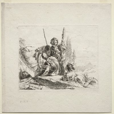 Çeşitli Kaprisler: Üç Asker ve Çocuk by Giovanni Battista Tiepolo
