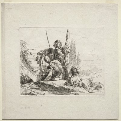 Çeşitli Kaprisler: Üç Asker ve Çocuk, 1785. by Giovanni Battista Tiepolo