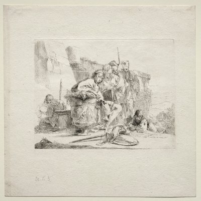 Çeşitli Kaprisler: Bir Vazoya Yaslanmış Oturan Genç Adam, 1785. by Giovanni Battista Tiepolo