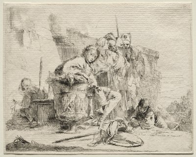 Çeşitli Kaprisler: Oturan, Bir Vazoya Yaslanmış Genç Adam by Giovanni Battista Tiepolo