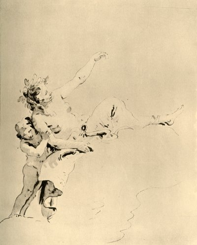 Bulutların üzerinde dinlenen ve bir Aşk Tanrısı tarafından desteklenen kadın, 18. yüzyılın ortalarında, 1928 by Giovanni Battista Tiepolo