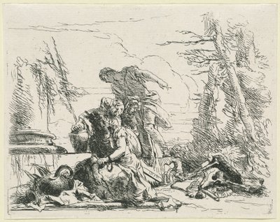 Yanan Kemik Yığını Hakkında Kadınlar ve Erkekler by Giovanni Battista Tiepolo