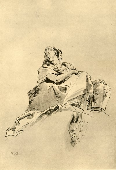 Oturan, yanında bir sürahi tutan genç kadın, 18. yüzyılın ortalarında, 1928 by Giovanni Battista Tiepolo
