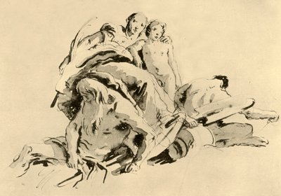 Boy, Rivergod ve Satyr ile Genç Kadın, 18. yüzyılın ortaları, 1928 by Giovanni Battista Tiepolo