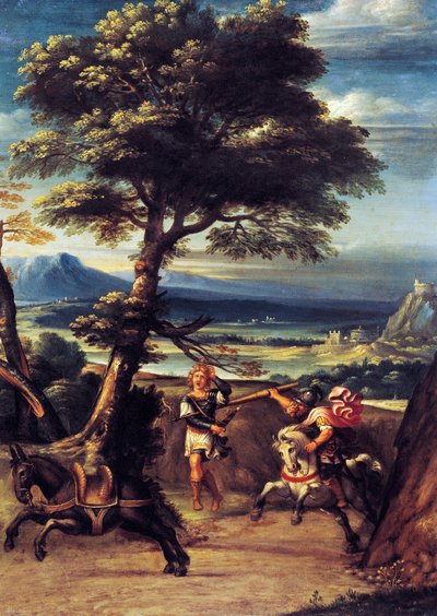Giovanni Battista Viola (1576-1622) tarafından Joab'ın mızrağıyla yaralanan Absalom ile manzara, bakır üzerine yağlı boya, 45x34 cm by Giovanni Battista Viola