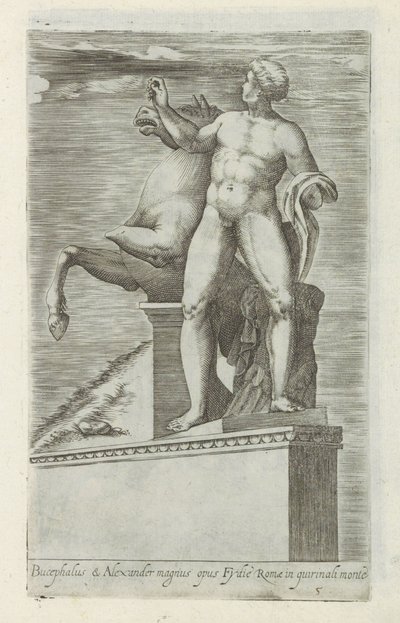 Heykeltıraş van een van de Dioscuren op het Quirinaal te Rome Bucephalus & Alexander the büyük çalışma by Giovanni Battista de