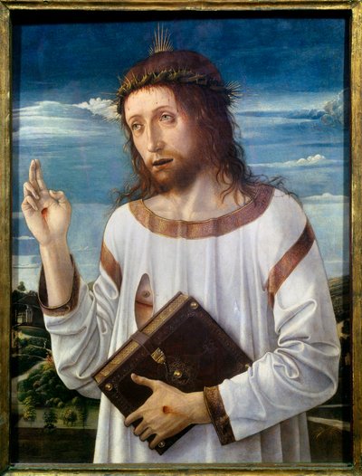 Christ Benching Tablo Giovanni Bellini dit il Giambellino (1430-1516) 1460 Sun.0.58x0.46 m - Christ Blessing. Giovanni Bellini