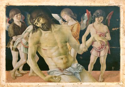 Melekler tarafından desteklenen Ölü İsa, 1475 dolayları (tahta üzerine yağ ve tempera) by Giovanni Bellini