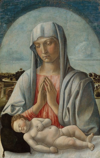 Madonna Uyuyan Çocuğu Seviyor, c.1460 (ahşap üzerine tempera) by Giovanni Bellini