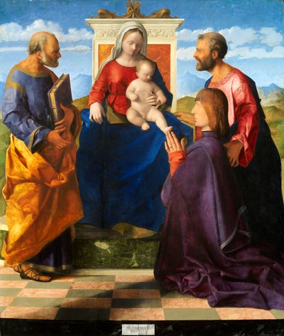 Madonna ve Çocuk SS ile Enthroned. Peter ve Paul ve Bir Bağışçı, 1505 by Giovanni Bellini