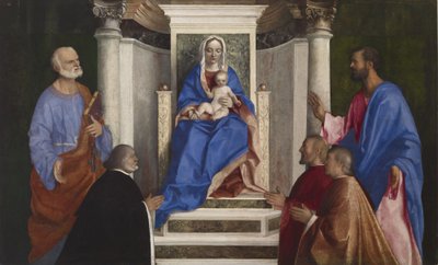 Aziz Peter ve Mark ve Üç Venedikli Savcı ile Madonna ve Çocuk, 1510 by Giovanni Bellini