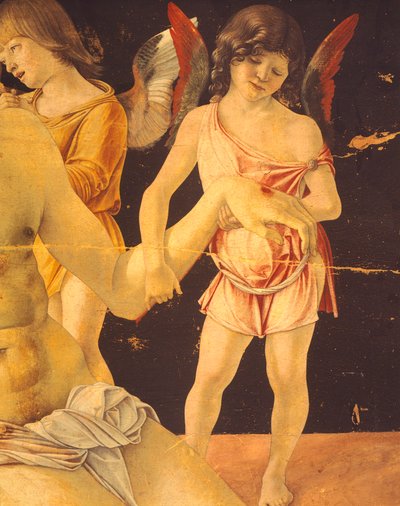 Melekler Tarafından Desteklenen Pieta veya Ölü Mesih, ca 1474, Giovanni Bellini (1431-36 - 1516), tempera on panel, 91x131 cm. detay. by Giovanni Bellini