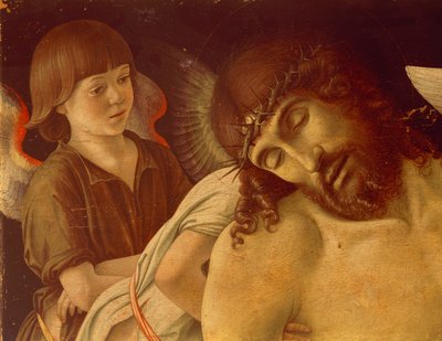 Melekler Tarafından Desteklenen Pieta veya Ölü Mesih, ca 1474, Giovanni Bellini (1431-36 - 1516), tempera on panel, 91x131 cm. detay. by Giovanni Bellini