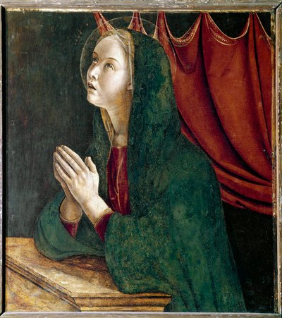 Saint Vincent Ferrier Poliptiği: Müjdenin Bakiresi (St Vincent Ferrer Poliptiği: Müjdenin Bakiresi) Boyama Giovanni Bellini dit il Giambellino (yaklaşık 1432-1516) 1464-1468 Dim 72x67 cm Venedik Santi Giovanni e Paolo Kilisesi by Giovanni Bellini