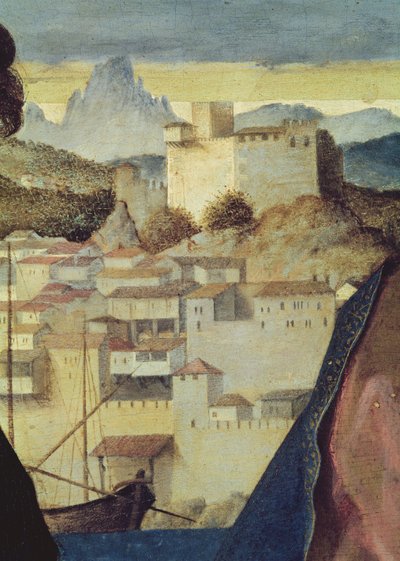 Vaftizci Yahya ile bir kadın aziz arasındaki Bakire ve Çocuk, arkadaki manzaranın detayı, c.1504 (161539 detayı) by Giovanni Bellini