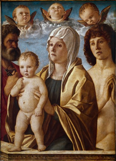 Aziz Peter ve Aziz Sebastian ile çocuklu Bakire (panelde mizaç by Giovanni Bellini