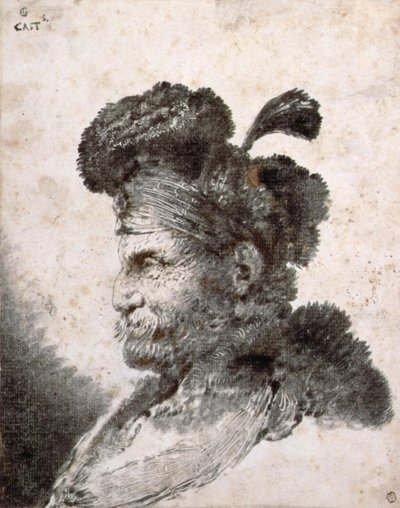 Soldaki Profilde bir Doğulunun Başkanı by Giovanni Benedetto Castiglione