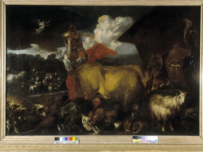 Hayvanların gemiye girişi (tuval üzerine yağlı boya) by Giovanni Benedetto Castiglione