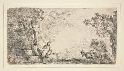 Bir Herm Altında Dinlenen Bir Satyr by Giovanni Benedetto Castiglione