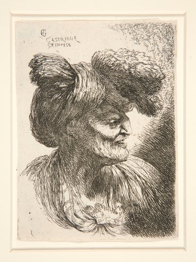 Küçük Kafa Çalışmaları serisinden Sağa Bakan Şekil by Giovanni Benedetto Castiglione