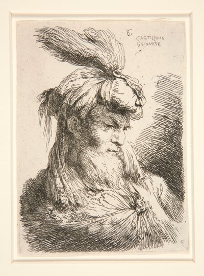 Küçük Kafa Çalışmaları serisinden Sağa Bakan Şekil by Giovanni Benedetto Castiglione