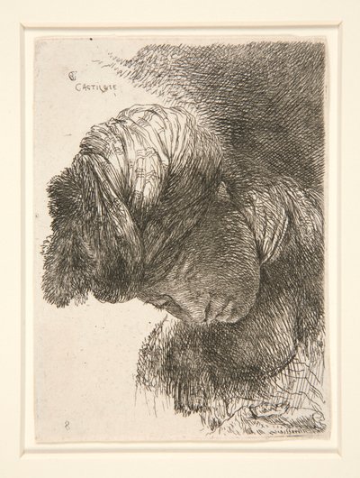 Küçük Kafa Çalışmaları serisinden Başları Alçaltılmış Şekil by Giovanni Benedetto Castiglione