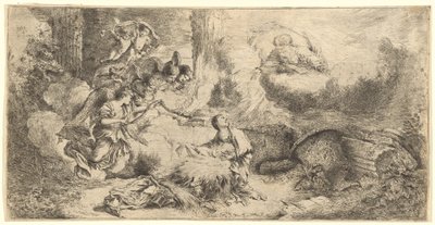 Baba Tanrı ve Mesih Çocuğuna Tapan Melekler by Giovanni Benedetto Castiglione