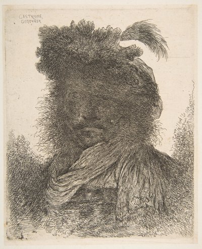 Gölgedeki bir adamın başı, Büyük Or..., ca. 1645-1650. by Giovanni Benedetto Castiglione