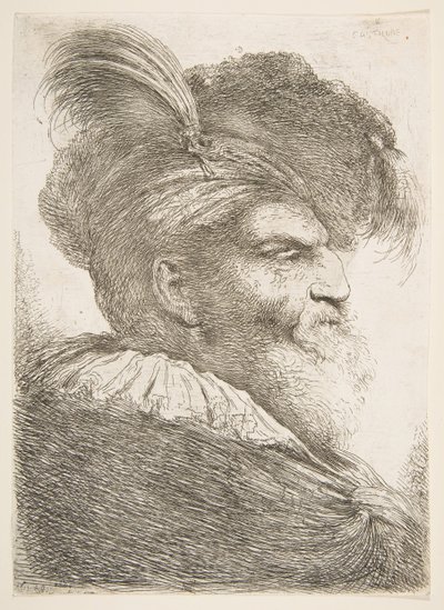 Büyük Doğu Başları serisinden sağa bakan yaşlı bir adamın başı, yaklaşık. 1645-1650. by Giovanni Benedetto Castiglione