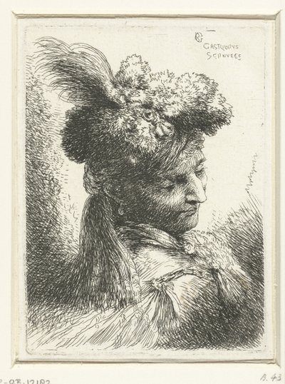 Küpeli genç bir adamın başı Oryantal başlıklı kafalarla ilgili küçük bir çalışma (seri başlığı) by Giovanni Benedetto Castiglione