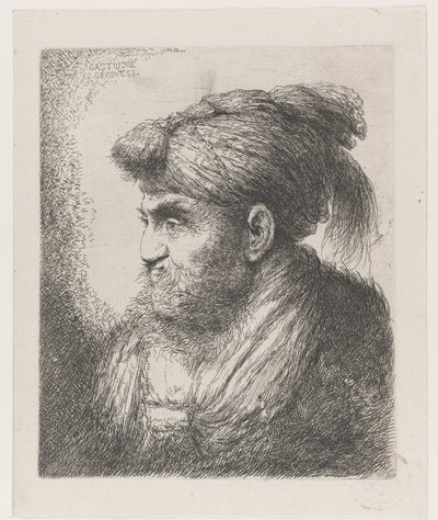 Püsküllü türban takan bir adamın başı Oryantal başlıklı kafaların büyük çalışması (dizi başlığı) by Giovanni Benedetto Castiglione