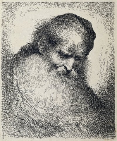 Uyuyan yaşlı bir adamın başı Oryantal başlıklı kafaların büyük çalışması (dizi başlığı) by Giovanni Benedetto Castiglione