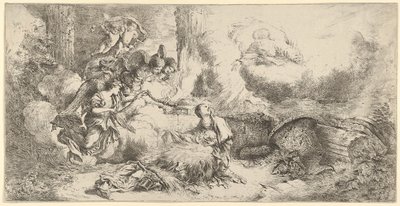 Tanrı Baba ve melekler ile Doğuş, ca. 1647-50. by Giovanni Benedetto Castiglione