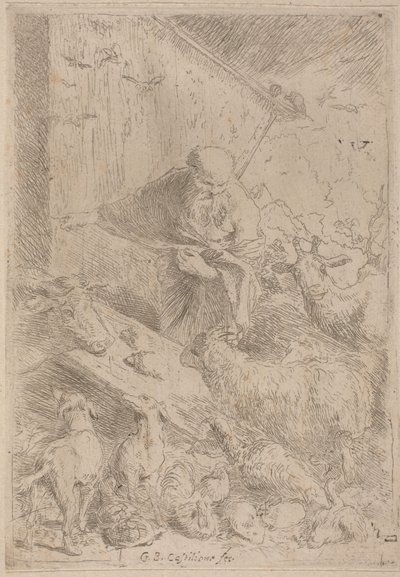 Nuh ve Gemiye Giren Hayvanlar by Giovanni Benedetto Castiglione