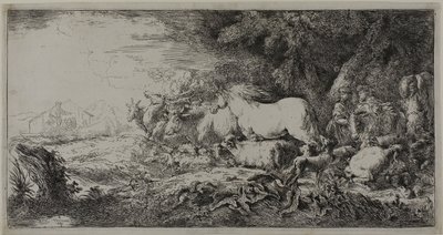 Nuh ve Gemiye Giren Hayvanlar by Giovanni Benedetto Castiglione