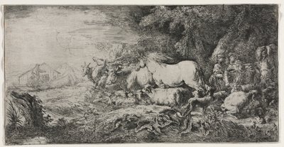Nuh ve Gemiye Giren Hayvanlar by Giovanni Benedetto Castiglione