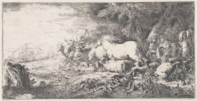 Nuh ve gemiye giren hayvanlar, M.Ö. 1650-55. by Giovanni Benedetto Castiglione
