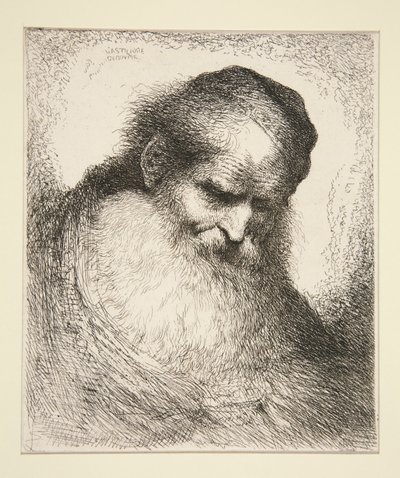 Öne Bakan Sakallı Yaşlı Adam (Büyük Doğu Kafaları Dizisinden) by Giovanni Benedetto Castiglione