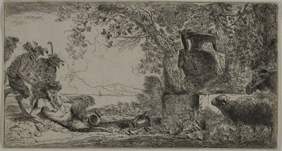 Büyük Bir Vazo Önünde Yatan Tava by Giovanni Benedetto Castiglione