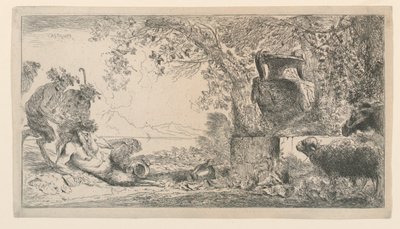 Vazo Karşısında Oturan Tava by Giovanni Benedetto Castiglione