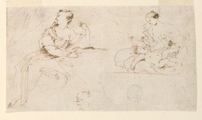 Oturan Kadın, Anne ve Çocuk by Giovanni Benedetto Castiglione