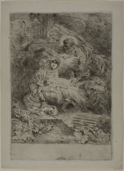 Tanrı Baba ve Melekler ile Doğuş by Giovanni Benedetto Castiglione