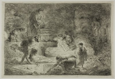 Tobit Ölüleri Gömüyor by Giovanni Benedetto Castiglione