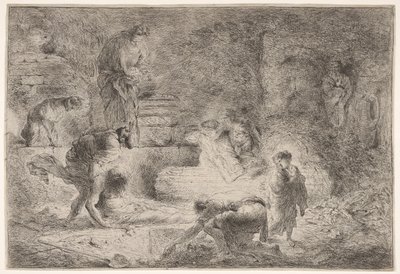 Tobit ölüleri gömüyor, ca. 1647-51. by Giovanni Benedetto Castiglione