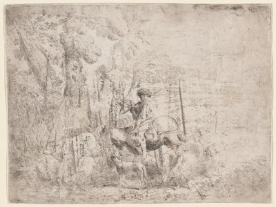 At sırtında genç çoban by Giovanni Benedetto Castiglione