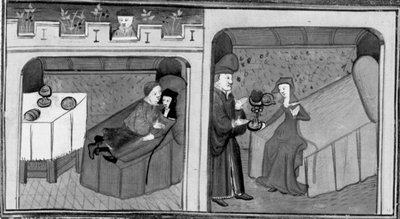 Decameron, Ghismonda Guiscardo ile yatar; Tancredi kızına sevgilisinin kalbini verir. Dördüncü gün, kısa öykü 1 by Giovanni Boccaccio