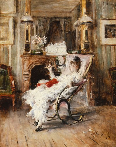 Yelpazesini Tutan Zarif Bir Kadın, 1874 by Giovanni Boldini
